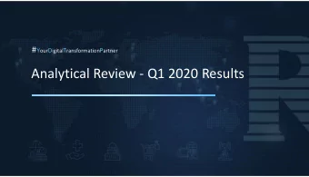 Analytical Review - Q1 2020 Results  Disclaimer  Investors are cautioned that this presentation