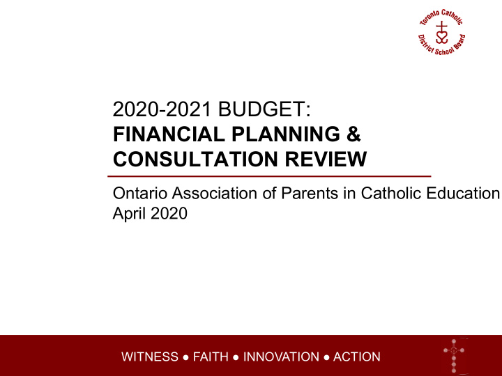 2020 2021 budget financial planning consultation review