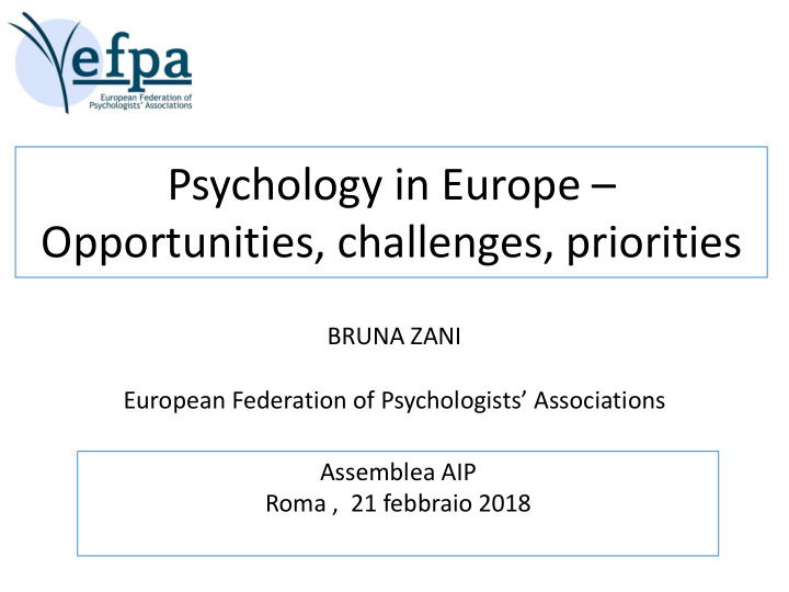 psychology in europe opportunities challenges priorities