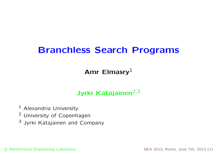 branchless search programs