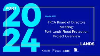 Meeting:  Port Lands Flood Protection  Project Overview  David Kusturin, Chief Project Officer,