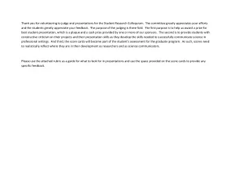 Thank you for volunteering to judge oral presentations for the Student Research Colloquium.  The