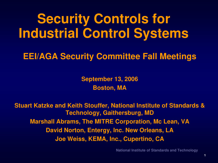 security controls for industrial control systems
