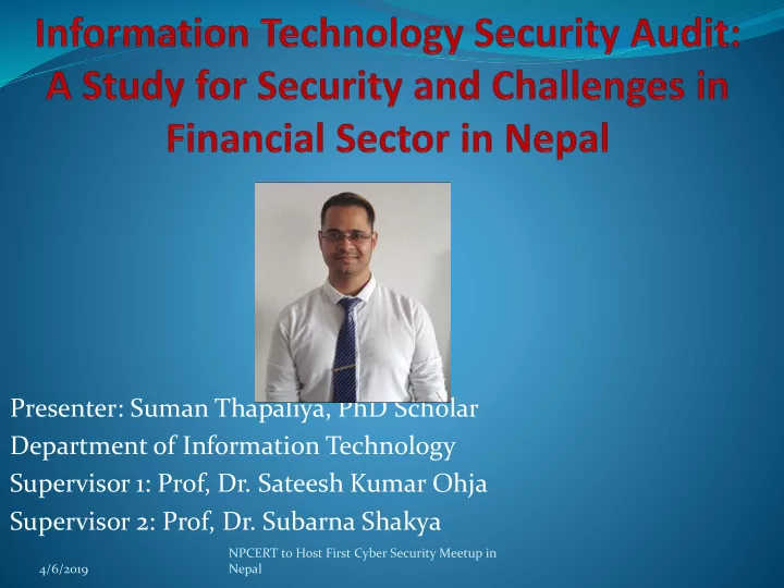 presenter suman thapaliya phd scholar