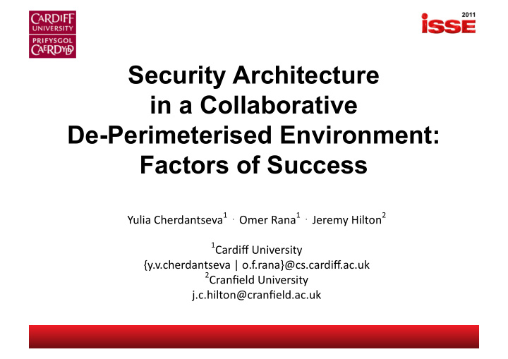 security architecture in a collaborative de perimeterised