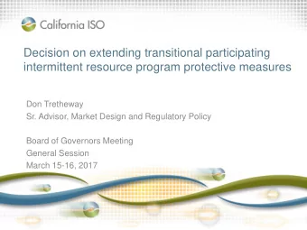 Decision on extending transitional participating  intermittent resource program protective measures