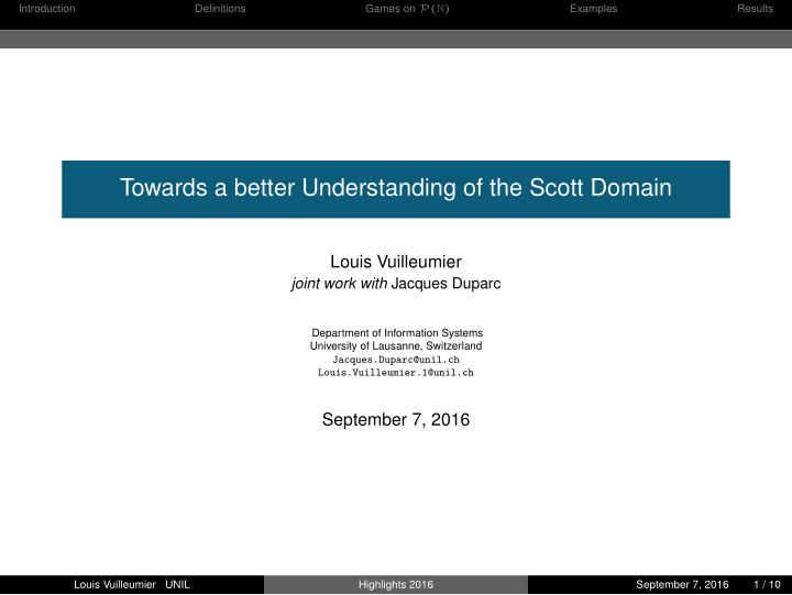 towards a better understanding of the scott domain