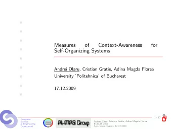 Measures  of  Context-Awareness  for    Self-Organizing Systems