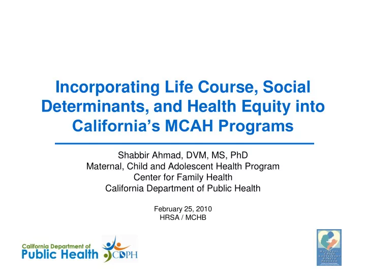 determinants and health equity into