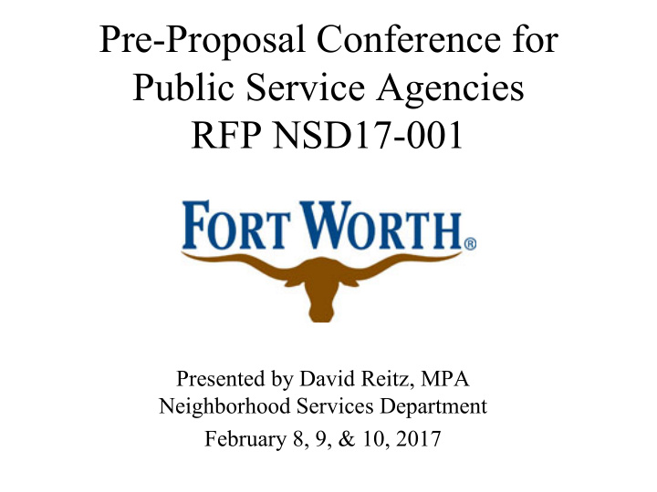 pre proposal conference for public service agencies rfp