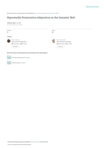 Hypermedia Presentation Adaptation on the Semantic Web Conference Paper  May 2002  DOI: