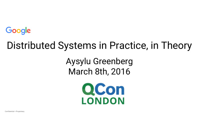 distributed systems in practice in theory