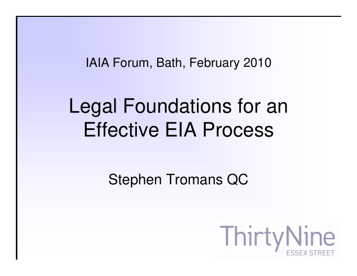 legal foundations for an effective eia process effective