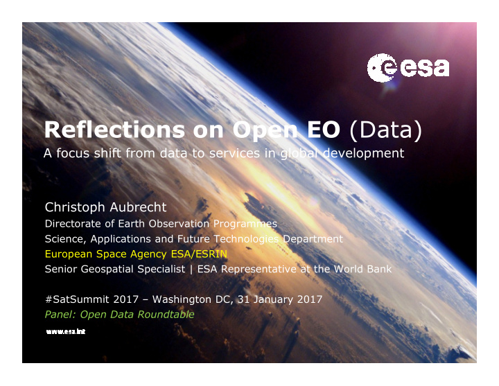 reflections on open eo data