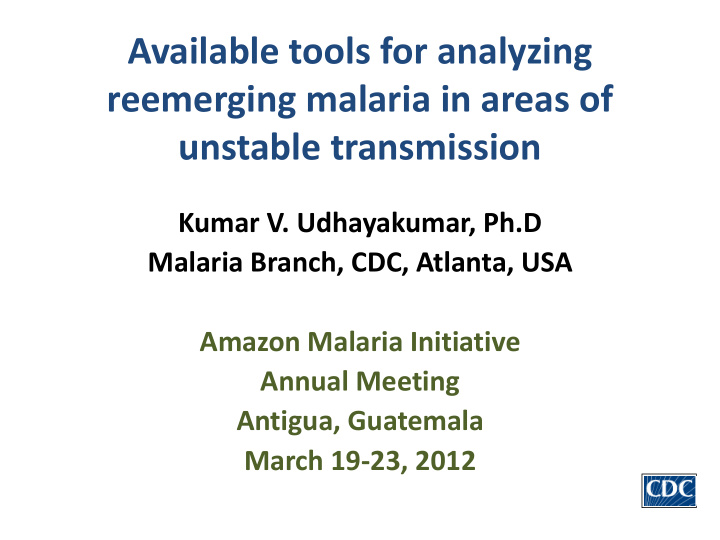 reemerging malaria in areas of