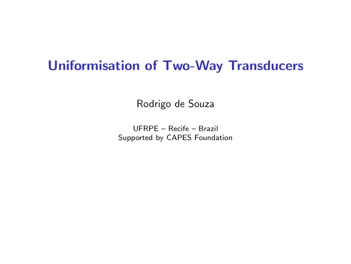 uniformisation of two way transducers