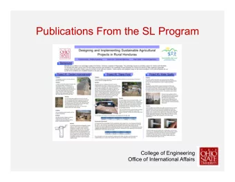 Publications From the SL Program  College of Engineering  Office of International Affairs  College
