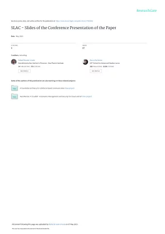 SLAC - Slides of the Conference Presentation of the Paper Data  May 2015  CITATIONS  READS  0  87