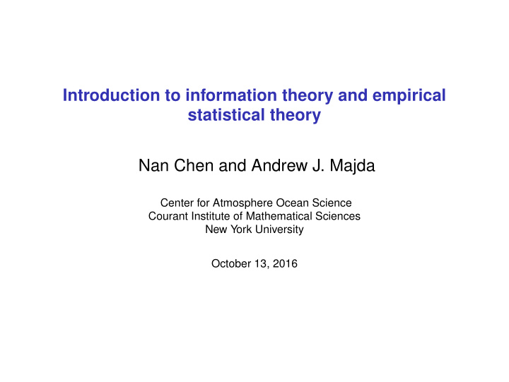 introduction to information theory and empirical