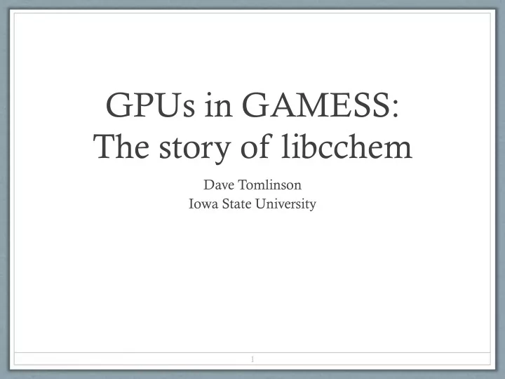 gpus in gamess