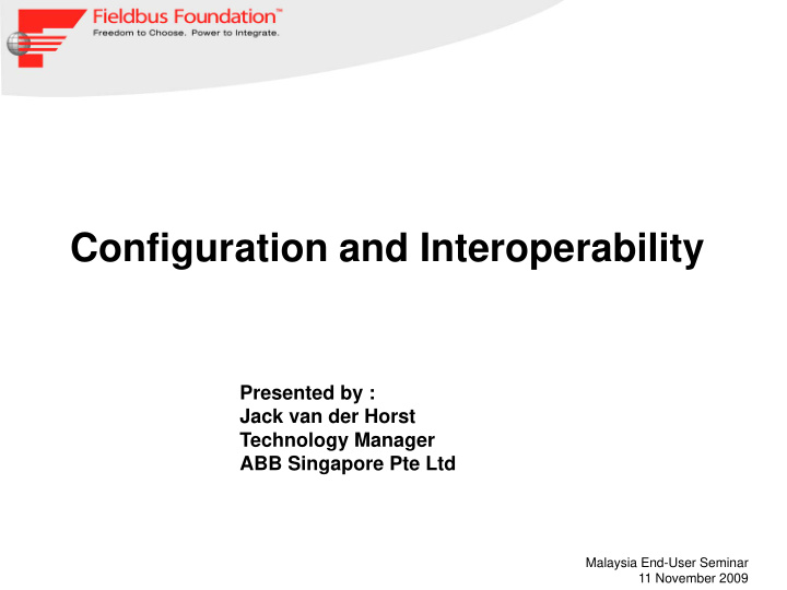 configuration and interoperability