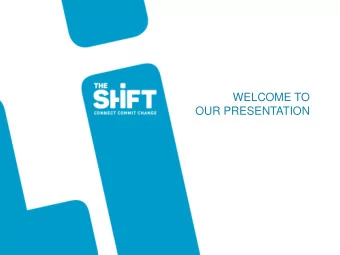 WELCOME TO  OUR PRESENTATION  The Shift  Background  VISION: IMPACT We want a sustainable world for