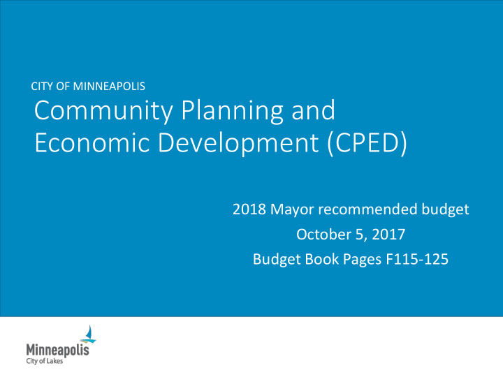 community planning and economic development cped