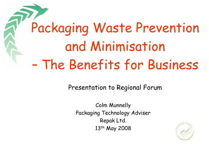 packaging waste prevention and minimisation the benefits