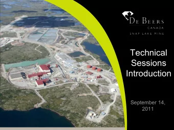 Sessions  Introduction  September 14,  2011  De Beers in Canada  Years  Milestone  1961 to