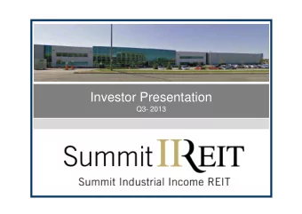 Investor Presentation  Q3- 2013  This presentation is for informational purposes only and may not