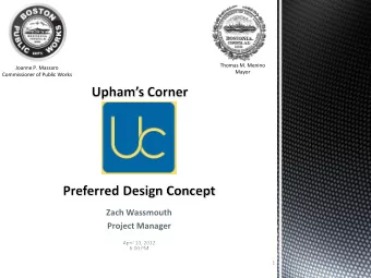 Zach Wassmouth  Project Manager  1  = public meeting  1. Location of Bus Stop  2. Median Design  3.