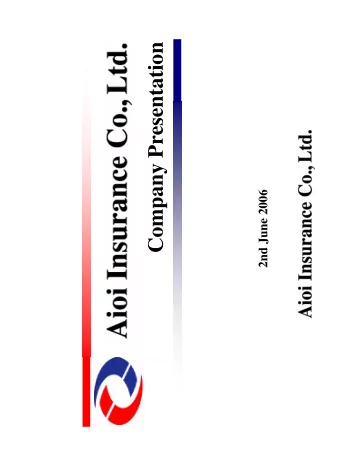 Company Presentation  2nd June 2006  Contents  I. FY2005 Earnings Summary  1. Earnings Overview  P1