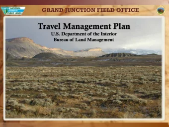 Travel Management Plan  U.S. Department of the Interior  Bureau of Land Management  GRAND JUNCTION