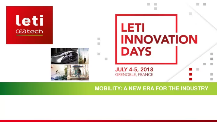 mobility a new era for the industry