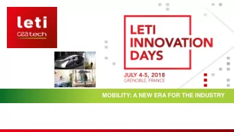 MOBILITY: A NEW ERA FOR THE INDUSTRY  A NEW ERA FOR MOBILITY  BASED ON SEMICONDUCTOR  TECHNOLOGY !