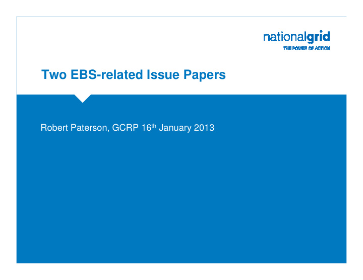 two ebs related issue papers