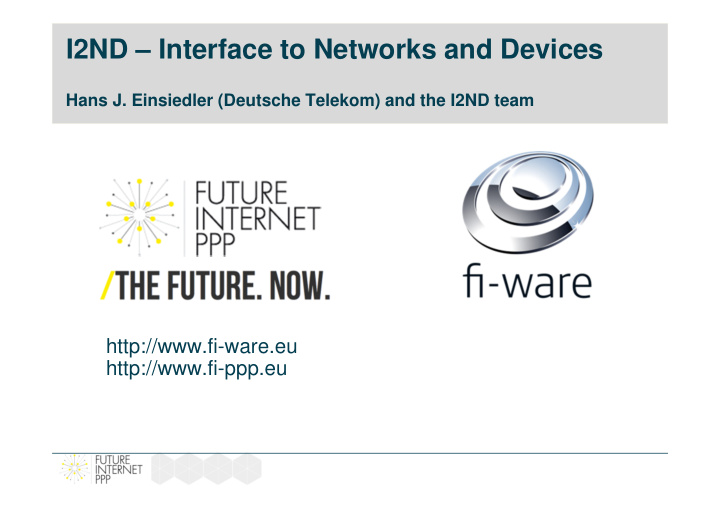 i2nd interface to networks and devices