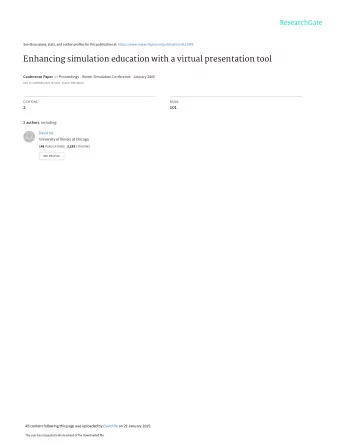 Enhancing simulation education with a virtual presentation tool Conference Paper in Proceedings -