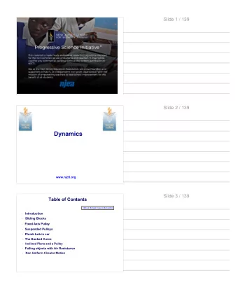 Dynamics  www.njctl.org  Slide 3 / 139  Table of Contents  Click on the topic to go to that section