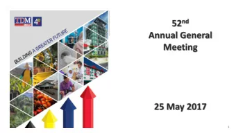 1  Contents  1  Overview of TDM  2  Highlights  3  Financial Highlights  4  Plantation Performance