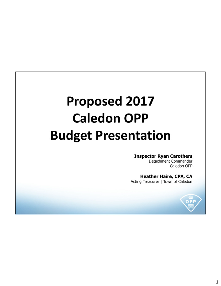 proposed 2017 caledon opp budget presentation