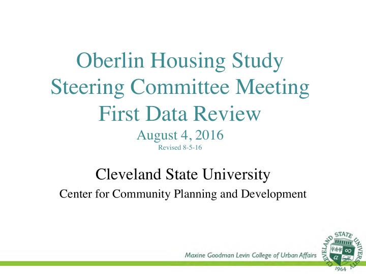 oberlin housing study steering committee meeting first