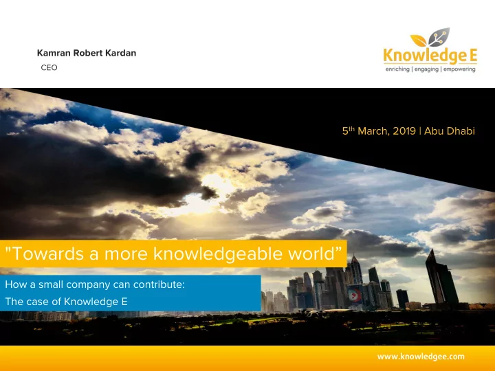 towards a more knowledgeable world