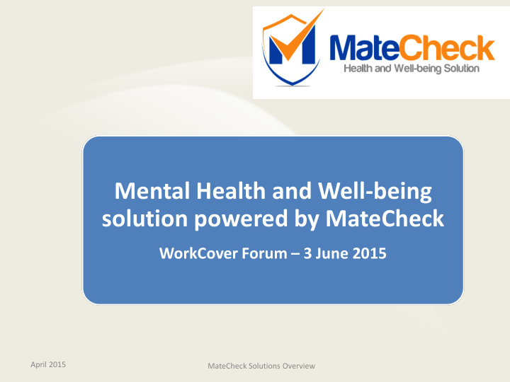 mental health and well being solution powered by matecheck