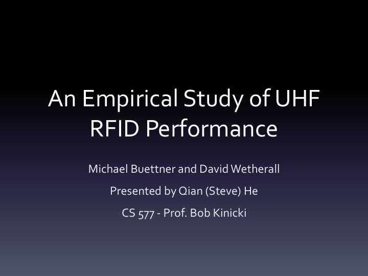 an empirical study of uhf
