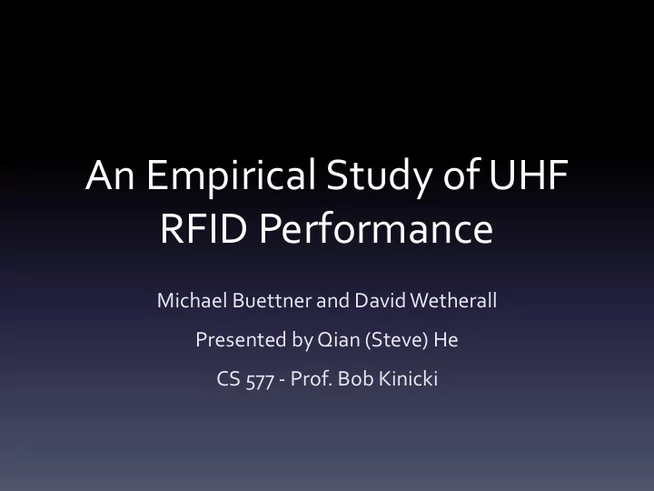 an empirical study of uhf