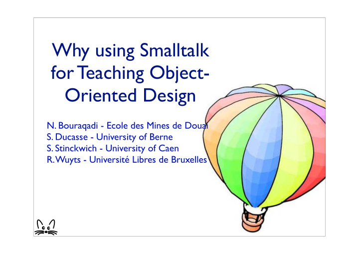 why using smalltalk for teaching object oriented design