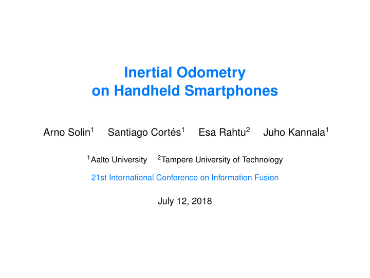 inertial odometry on handheld smartphones