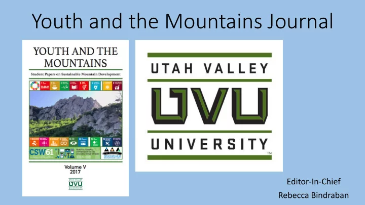 youth and the mountains journal