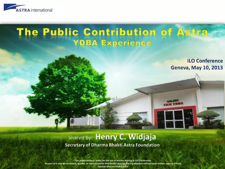this presentation is solely for the use of session